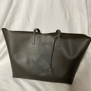 Saint Laurent Army green leather tote